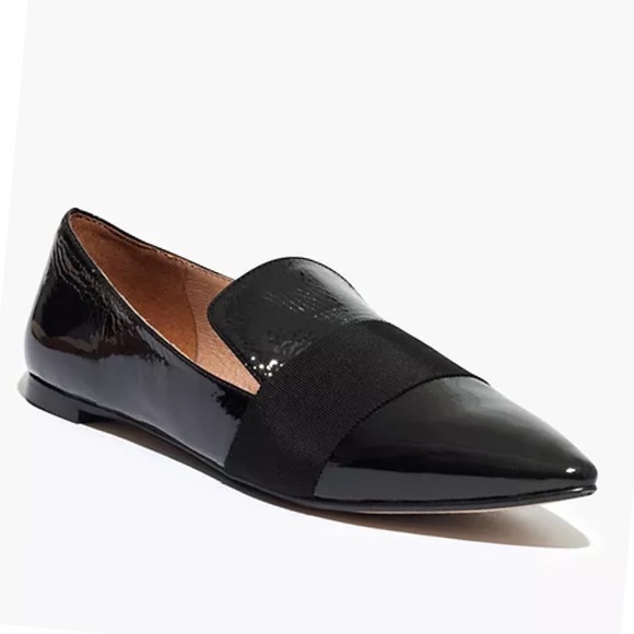 EUC Madewell The Leandra Loafer patent black leather pointed toe flats - Picture 1 of 8